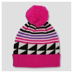 12. Cat & Jack • NWT $14 USD Kids Striped Pom-Pom Beanie - Pink and Black